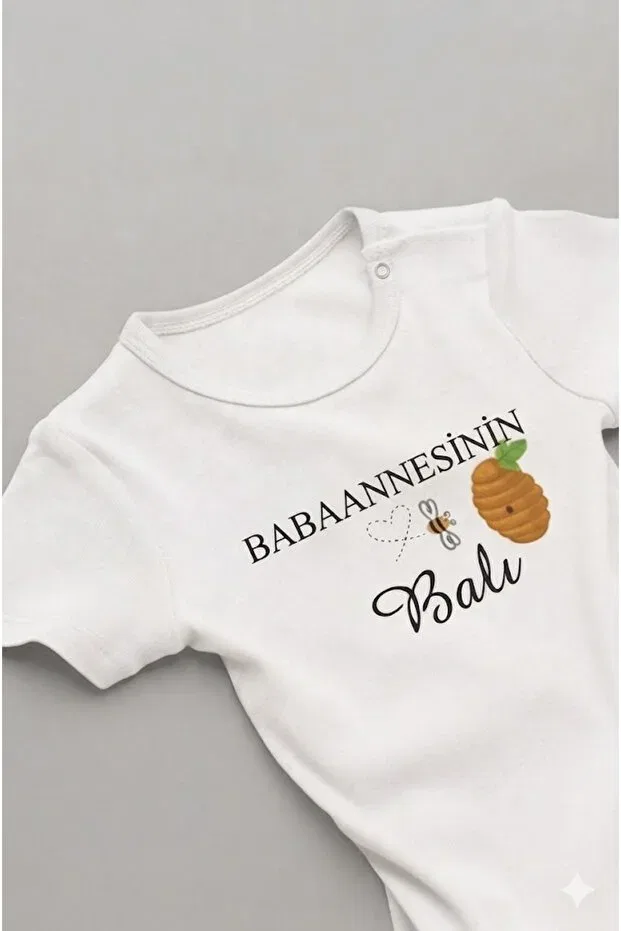Детское боди для новорожденных с принтом Grandmother'S Baby Zibin With Grandmother'S Writing, Mother'S Baby Zibin With Mother'S Writing Eydubaby, White