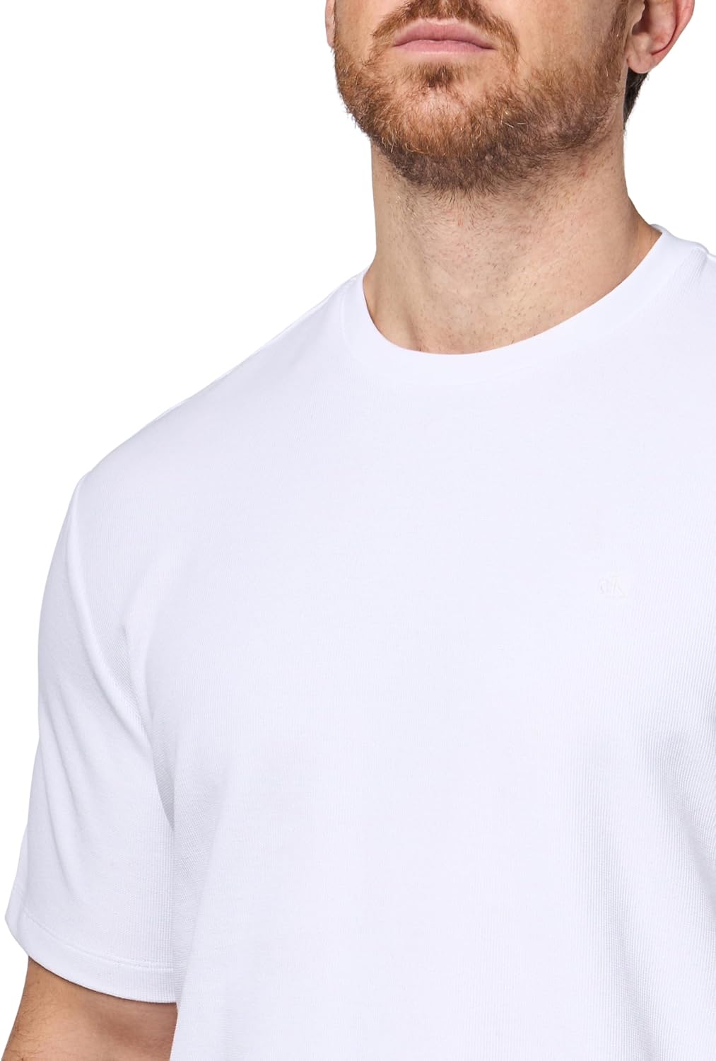 Мужская футболка Calvin Klein с микровафельным принтом и коротким рукавом, Brilliant White — фото 3
