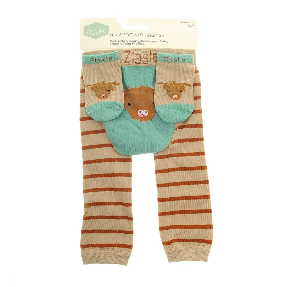 Детские леггинсы с носками в комплекте Highland Cow Ziggle, Beige