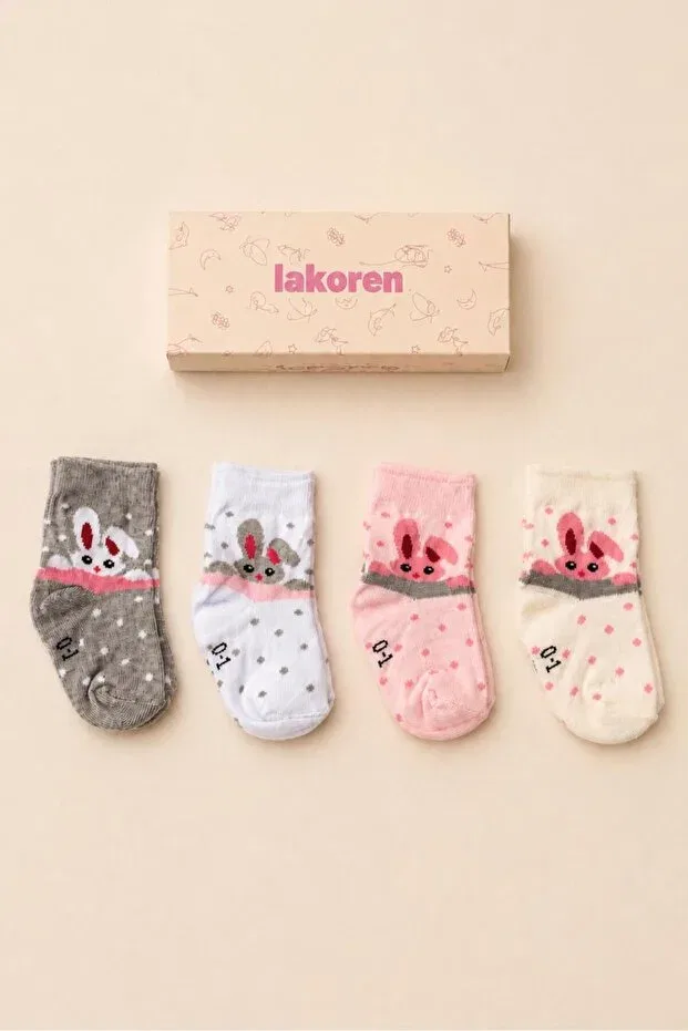 Детские носки с принтом Bunny Dreams Rabbit Patterned Lakoren, Pink