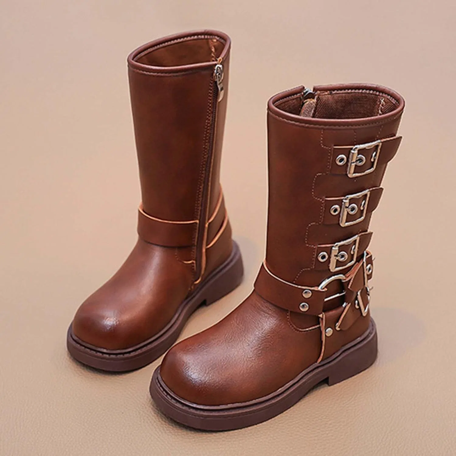 Детские сапоги для девочек с принтом Western Mid Calf Cowgirl Boots, Brown — фото 4