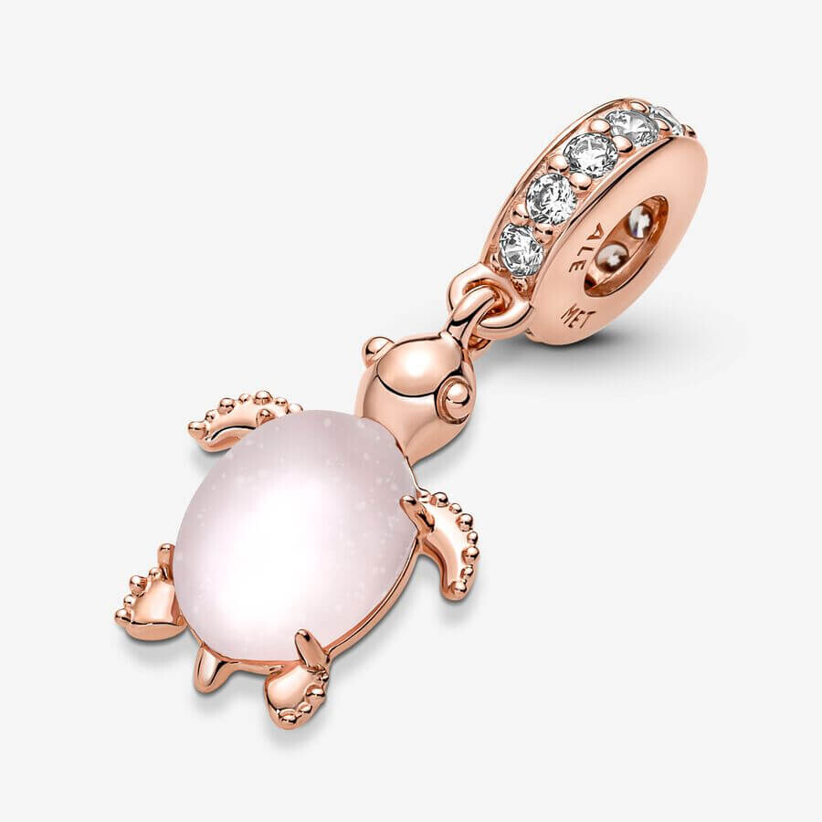 Шарм-подвеска Pandora Moments Murano Glass Pink Sea Turtle, розовое золото/розовый — фото 4