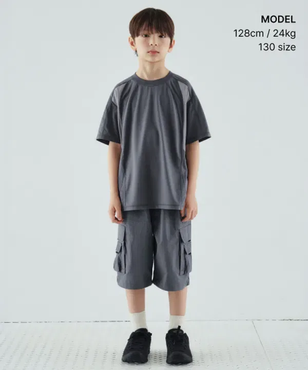 Футболка с блок-принтом, Musinsa Standard Kids, блу грей — фото 2