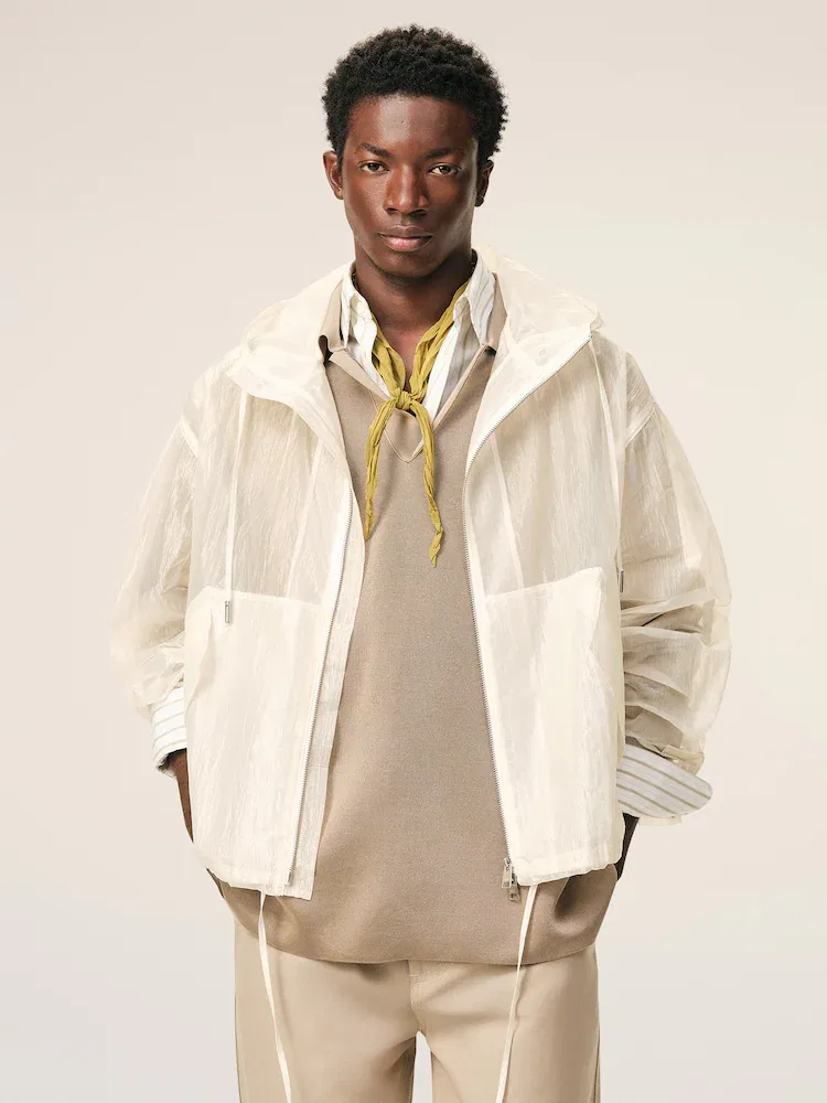 Ветровка AMI PARIS Zipped Windbreaker, White — фото 2