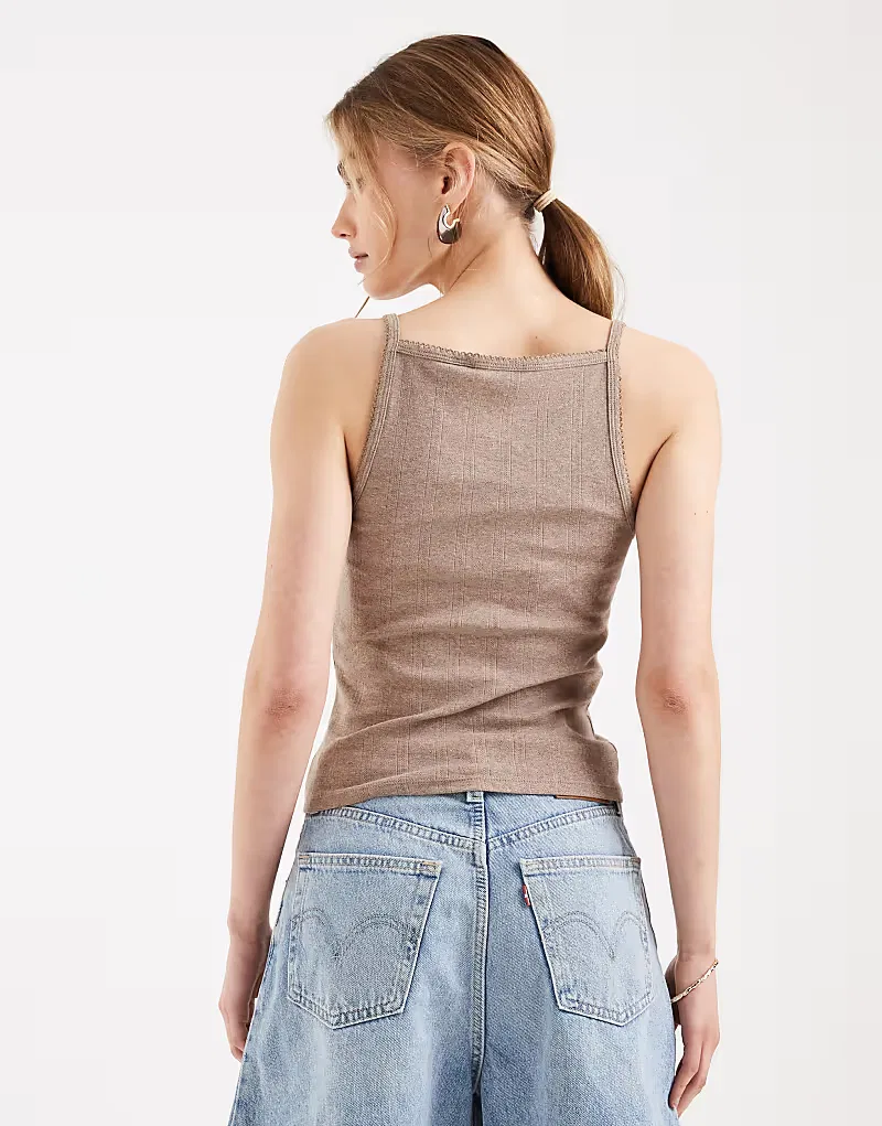Топ-майка с ажурной отделкой от Levi's Dry Goods, Taupe — фото 2