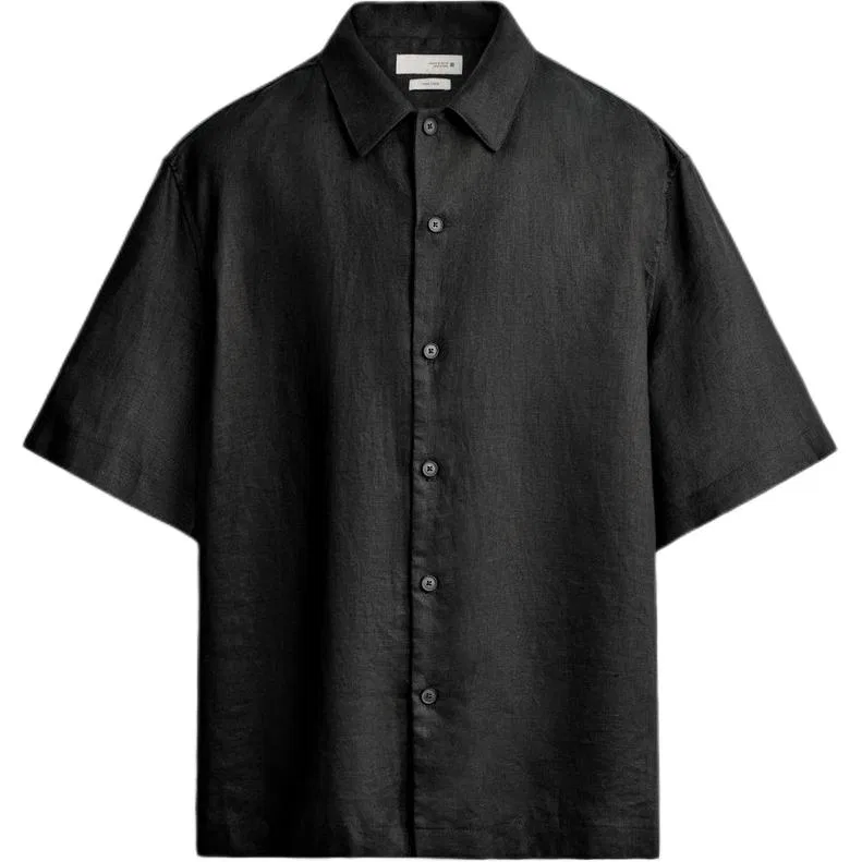 Мужская рубашка с лацканами умеренного прямого кроя Black ZARA, Черный — фото 3