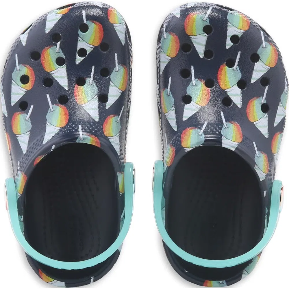 Детские классические сабо с графическим рисунком для малышей Crocs, Navy Sno Cones — фото 4