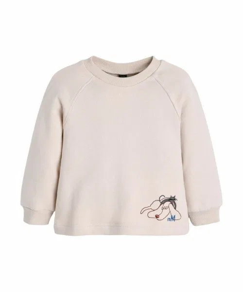 Детская футболка с длинным рукавомс вышивкой собачки moimoln, Beige