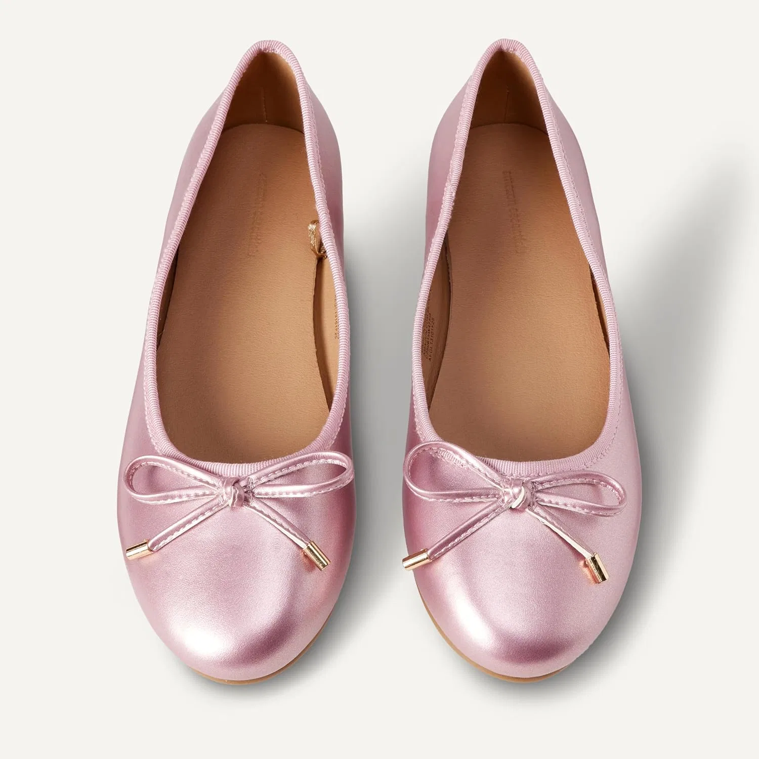 Детские балетки для девочек с бантом Amazon Essentials, Metallic Pink — фото 4