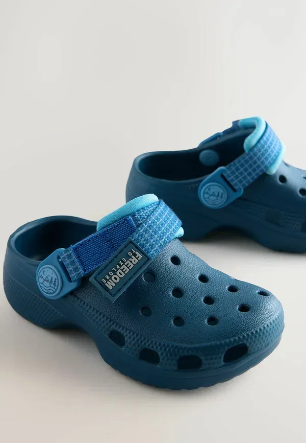 Сандалии с ремешками Regular fit - tape strap clogs Next, Navy Blue, темно-синий — фото 3
