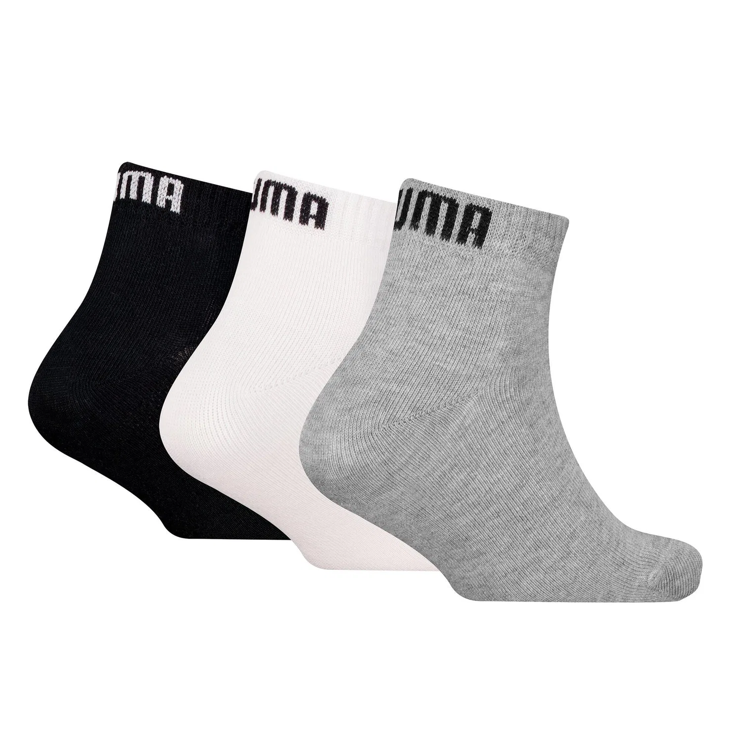 Детские носки с принтом Kids Plain Quarter 3P Puma, Bunt / Carbongrau — фото 2