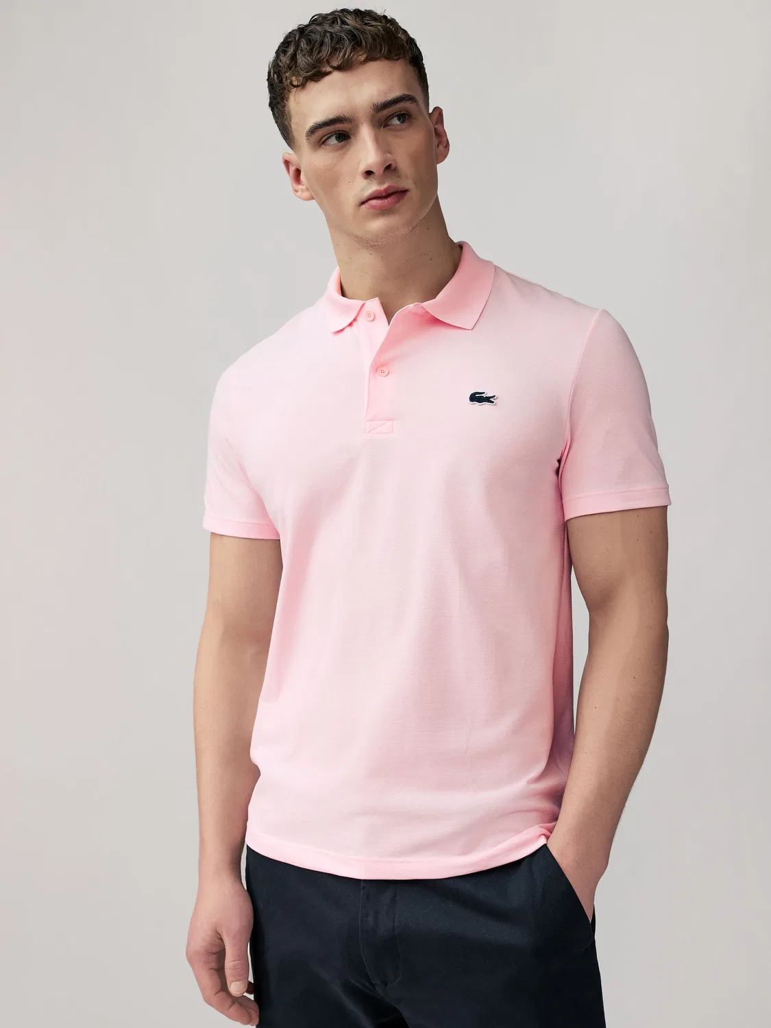 Розовая рубашка поло с короткими рукавами Lacoste стандартного кроя