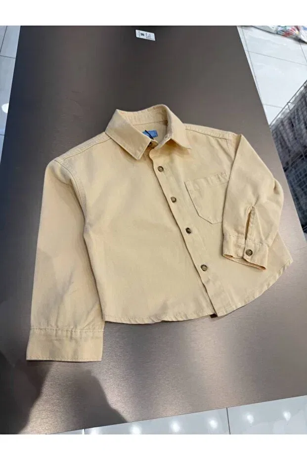 Детская рубашка для мальчиков хлопковая Denim Teeny Weeny Kids, Beige — фото 2