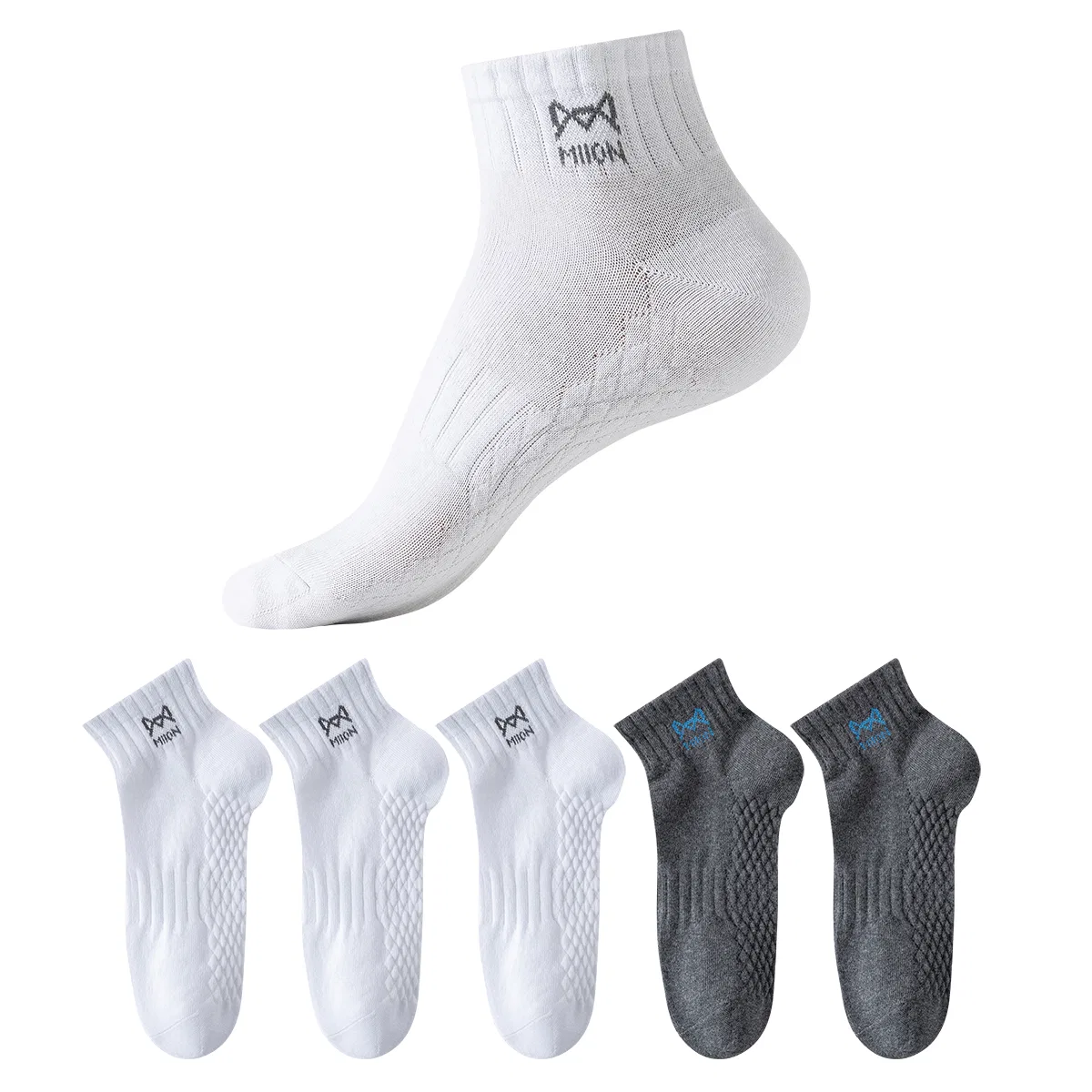 Детские носки-невидимки [5 Pack]White 3+Dark Gray 2 MIIOW