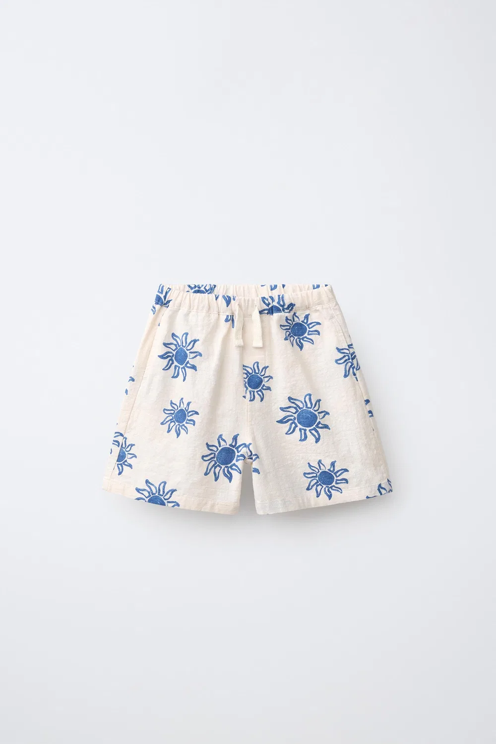 Шорты-бермуды с принтом солнца ZARA, Ecru/Blue