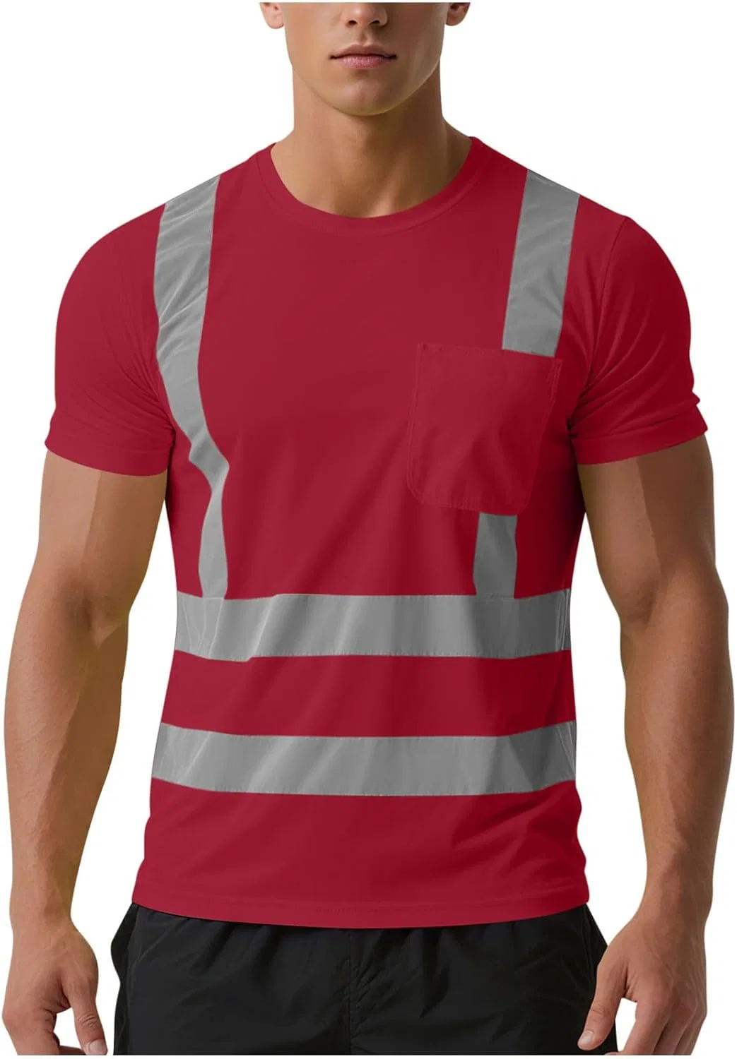 Мужская футболка с отражающими полосами Safety Short Sleeve T-Shirt, Red