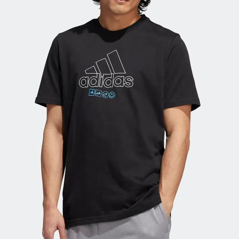 Футболка с крупным логотипом Adidas, черная