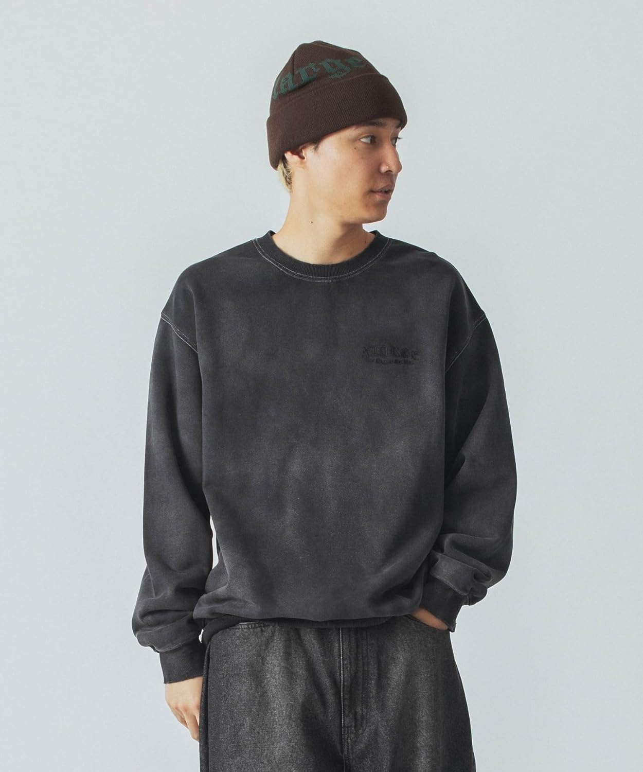 

Мужская толстовка с круглым вырезом, цвет XLAR, в старинном английском стиле, отбеленная Xlarge, черный