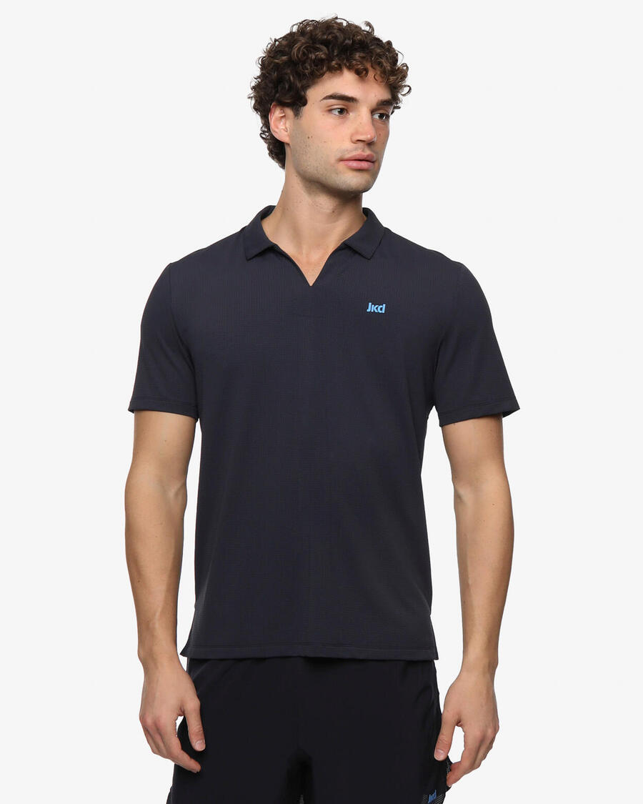 

JAKED Мужская синтетическая рубашка-поло темно-синего цвета для фитнеса