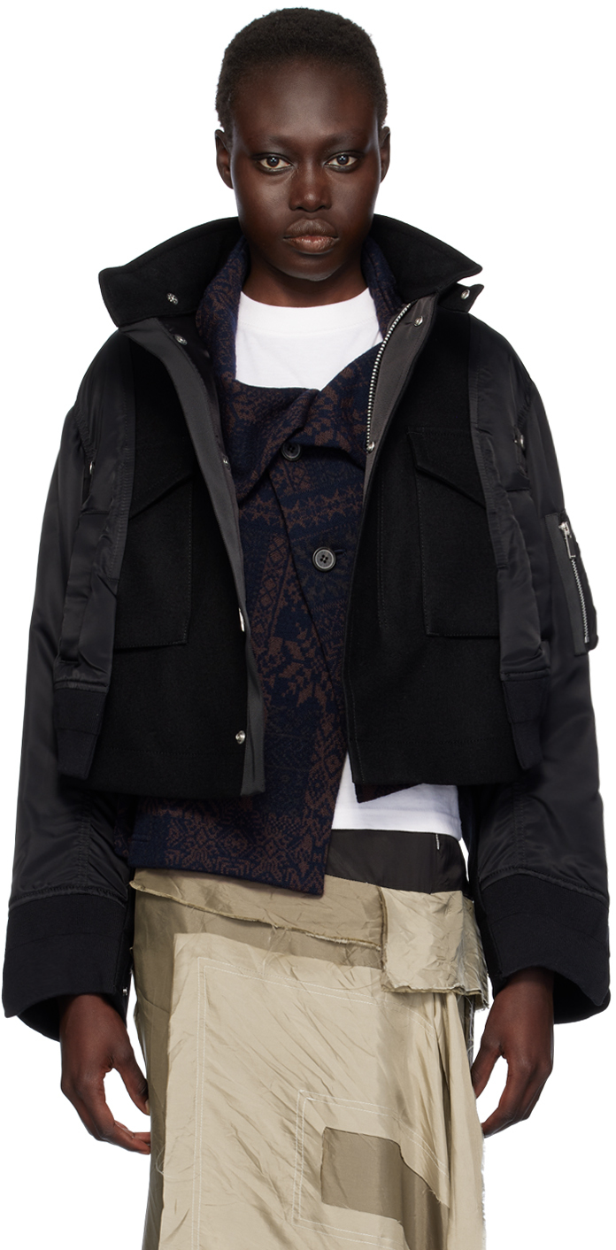 

Куртка-бомбер со вставками sacai, черный
