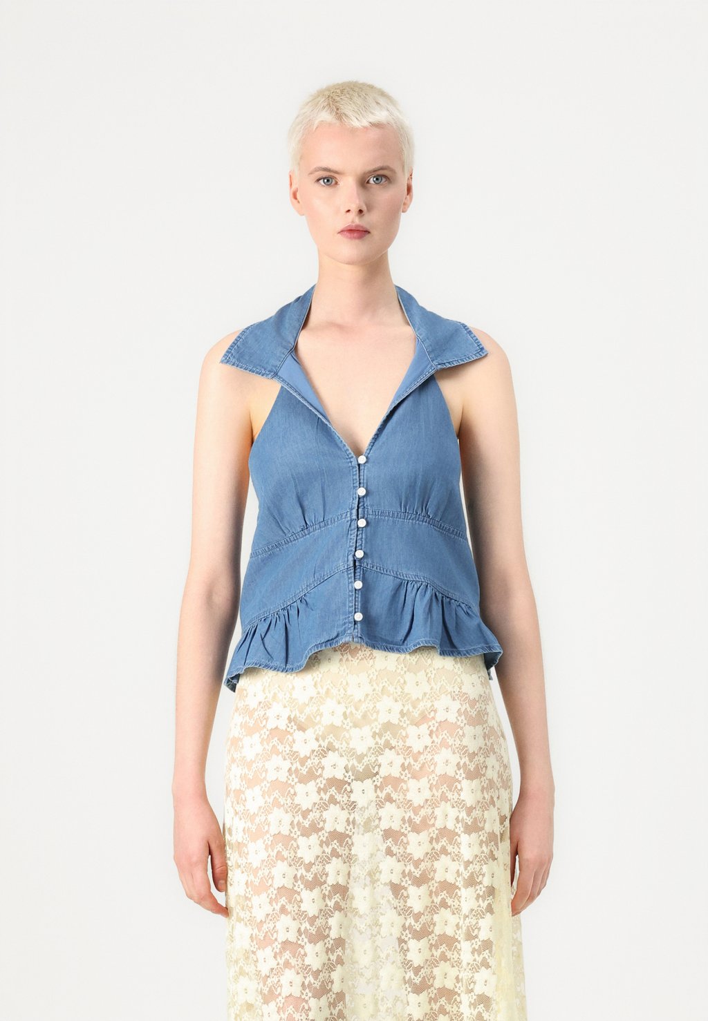 

Блузка на пуговицах Hollister Co., цвет Light Blue Denim