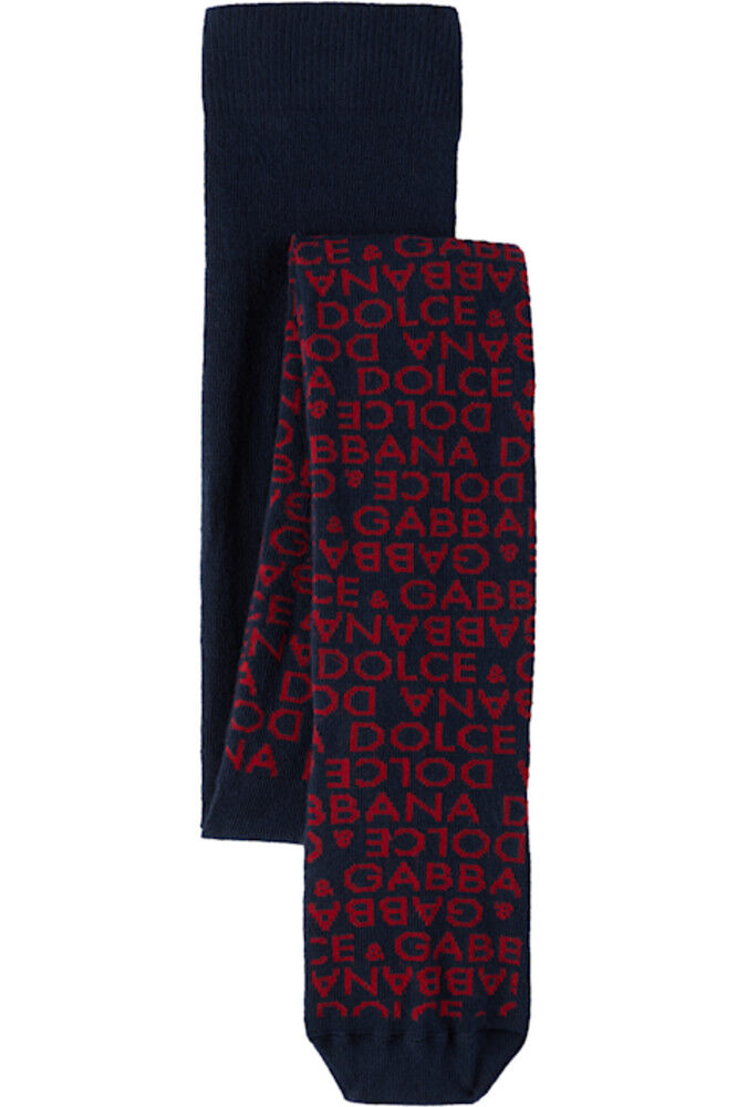 

Детские колготки жаккардового плетения темно-синего и красного цвета Dolce&Gabbana