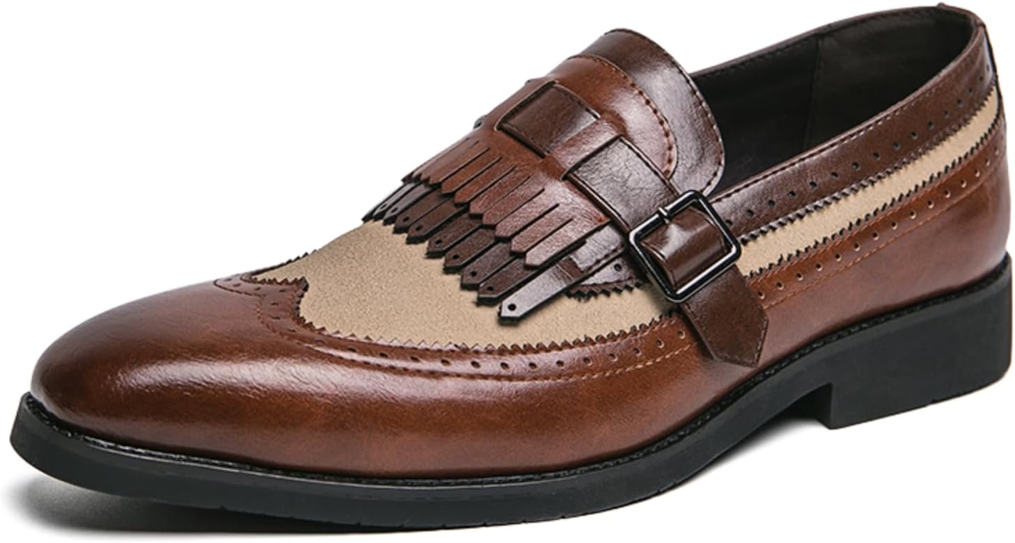 

Мужские модные лоферы Aokisx с бахромой и контрастным цветом, стильная официальная обувь- идеально для работы в офисе, деловых поездок и общественных мероприятий, коричневый