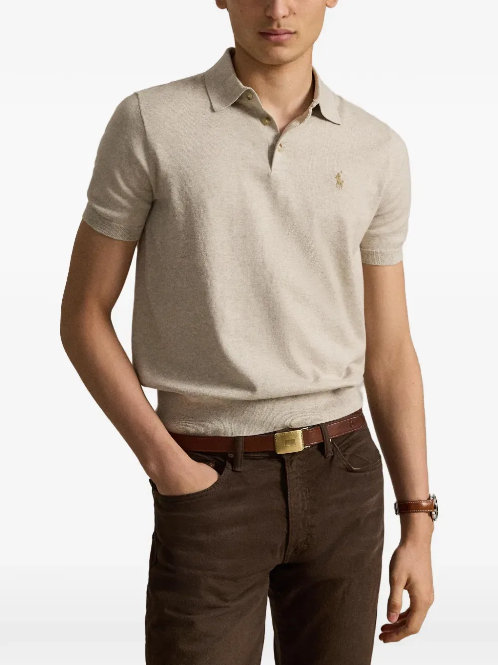 Поло-Рубашка с вышивкой «пони» Polo Ralph Lauren, нейтральный — фото 3