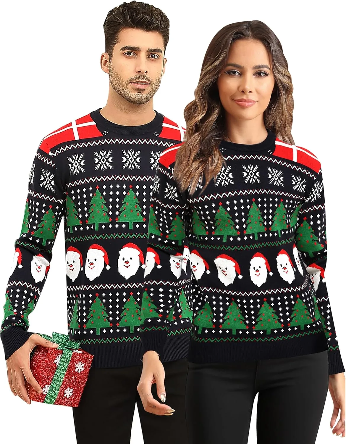 

LecGee парные рождественские свитера с оленями и снежинками