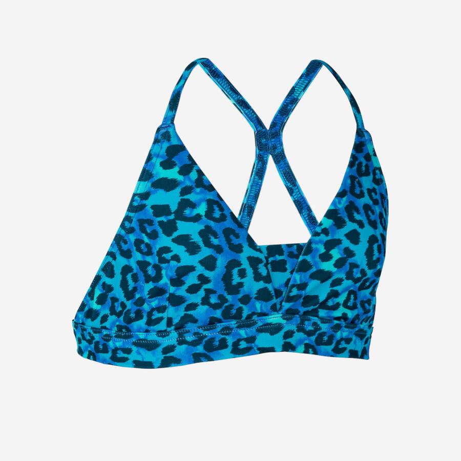 

OLAIAN Верх бикини-треугольный для девочек - 500 Lizy Leopard Blue