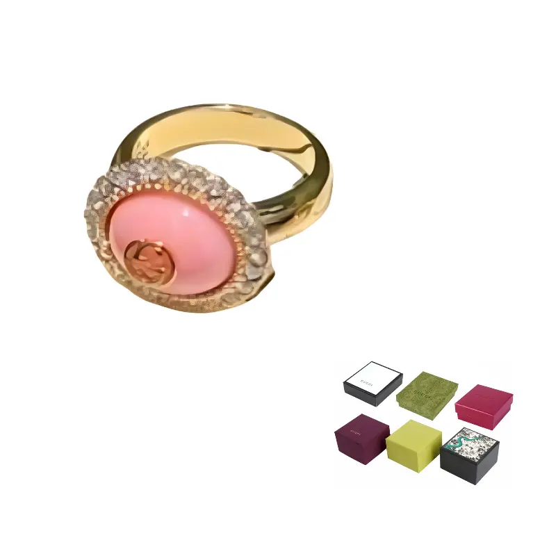 

GUCCI Металлическая смоляная кристальная кольцо для женщин Pink