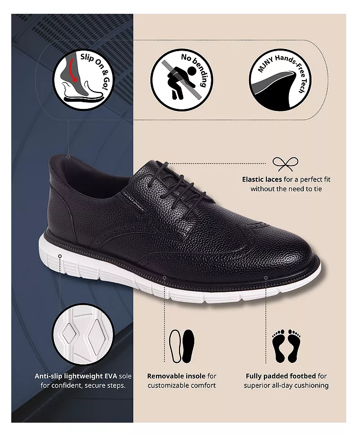 Hill Street Оксфорды Wingtip с технологией Hands-Free Slip On из кожи Marc Joseph New York, черный — фото 2