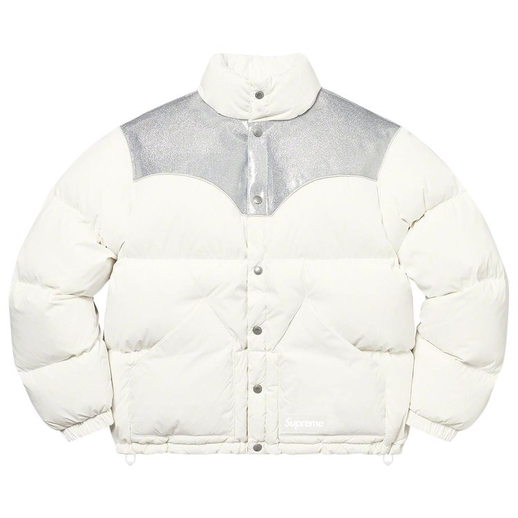 

Куртка Supreme Glitter Yoke Down Puffer Jacket 'White', белый