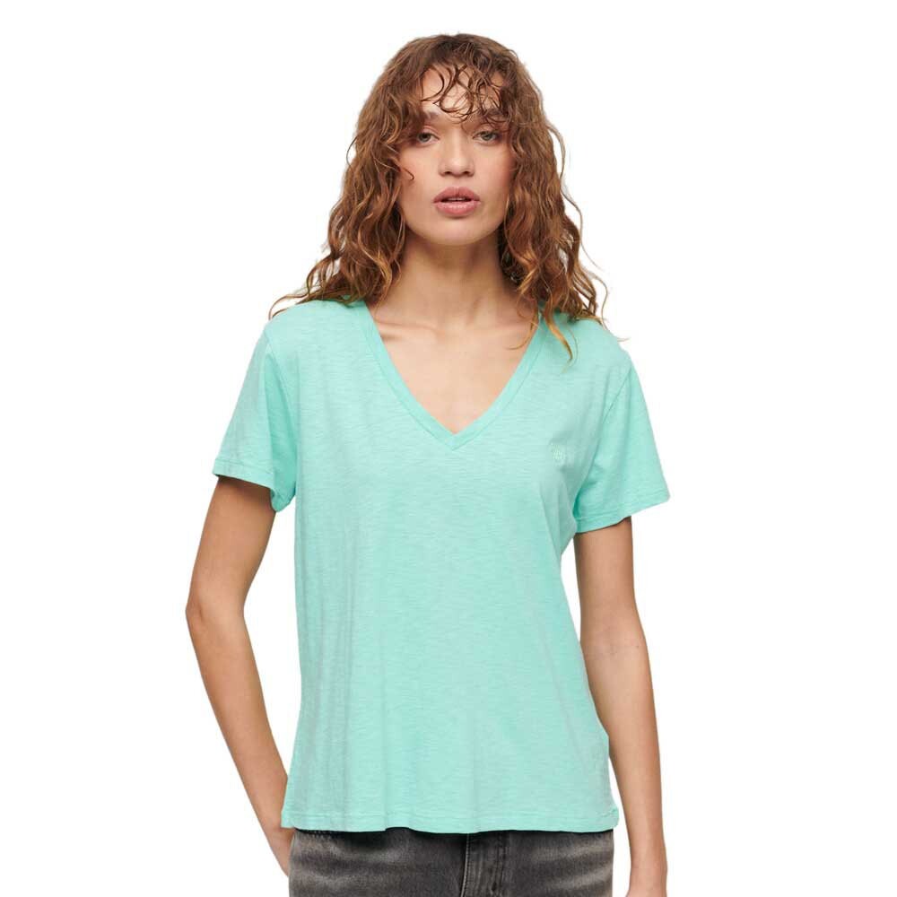 

Футболка Superdry Studios Slub Embroidered Vee Short Sleeve V Neck, зеленый