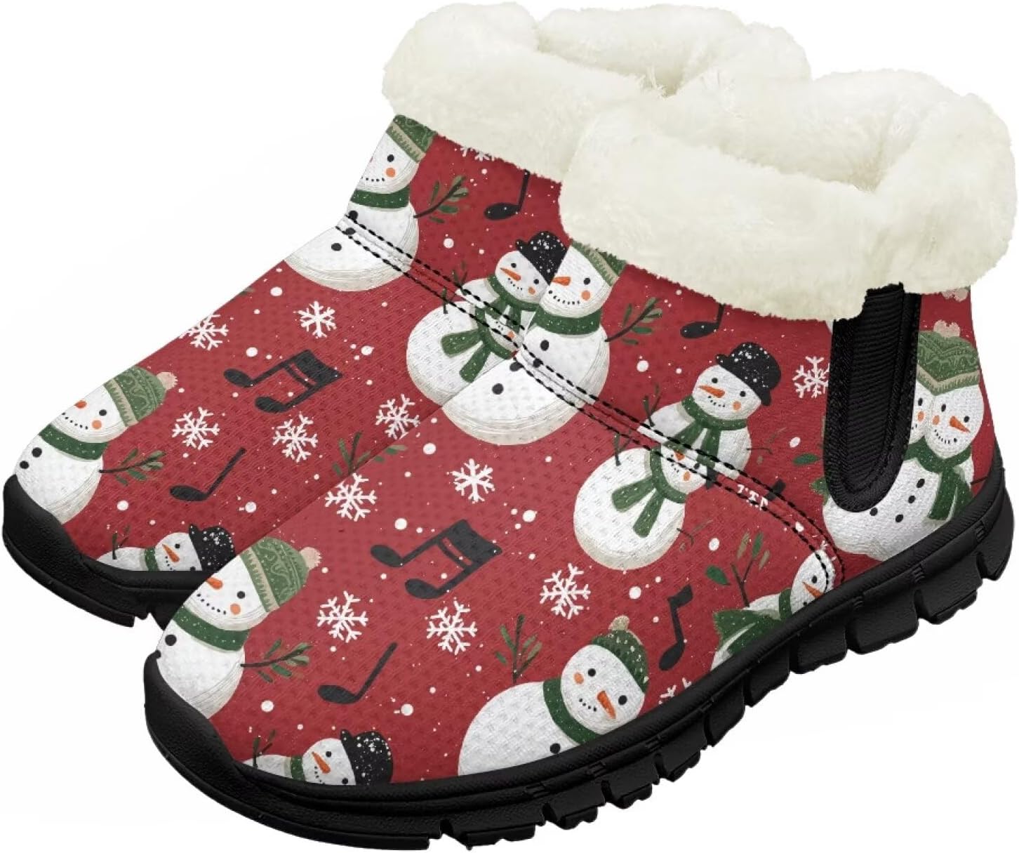 

Детские зимние ботинки для девочек и мальчиков, теплые обувь с меховой подкладкой, противоскользящие модные ботильоны Chririnla, Xmas Snowman