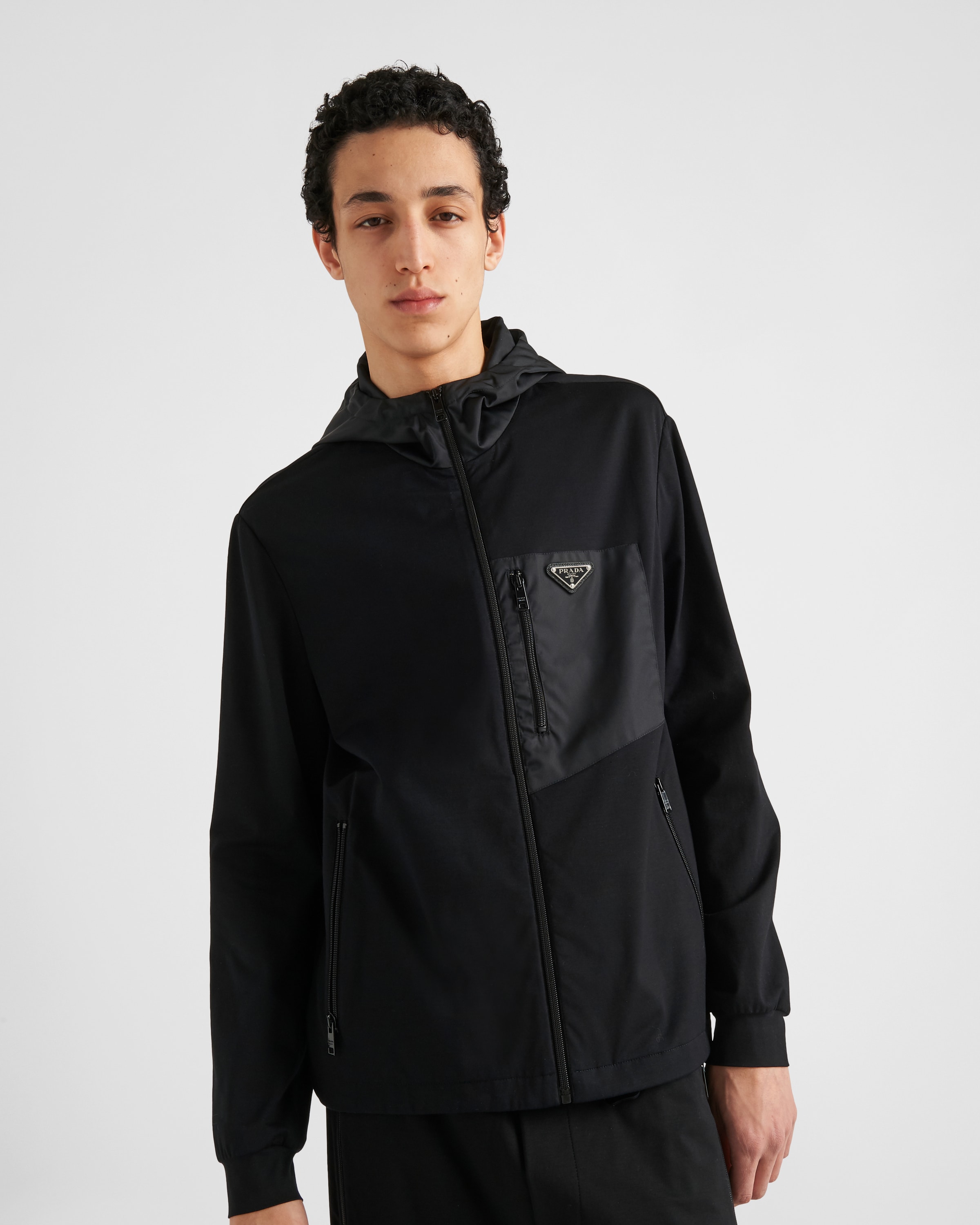 Кардиган из технического хлопка и Re-Nylon Prada, черный — фото 4