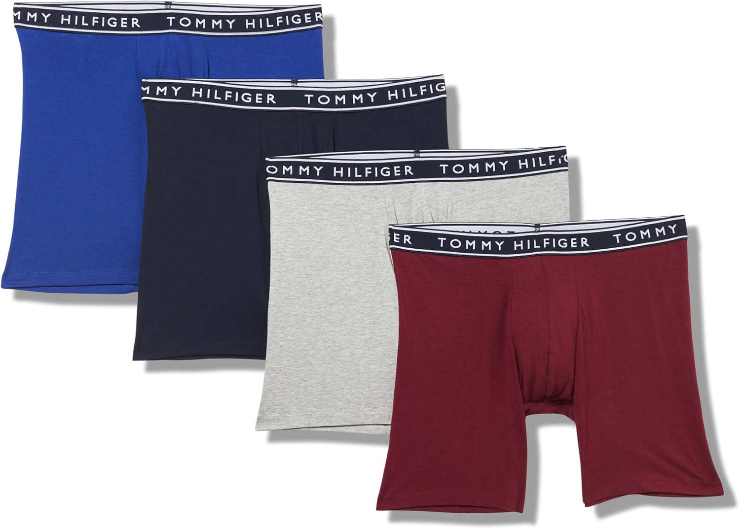 

Мужские трусы-боксеры Tommy Hilfiger из хлопка и эластичного материала, 4 пары, Deep Rouge, Rich Oxford Navy, Grey Heather, Navy