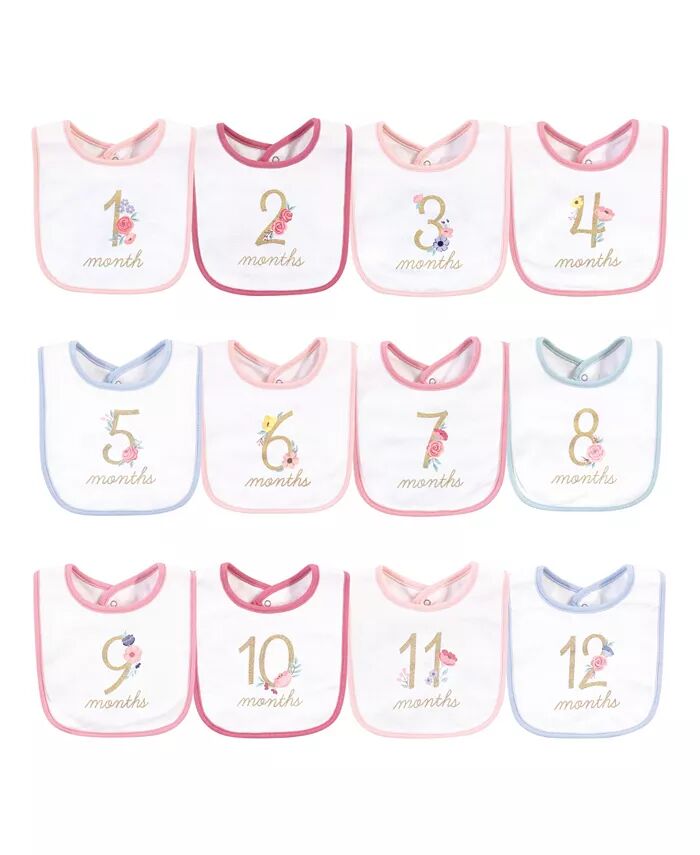 

Хлопковые нагрудники для девочек, 12 упаковок, Milestone Floral, один размер Hudson Baby