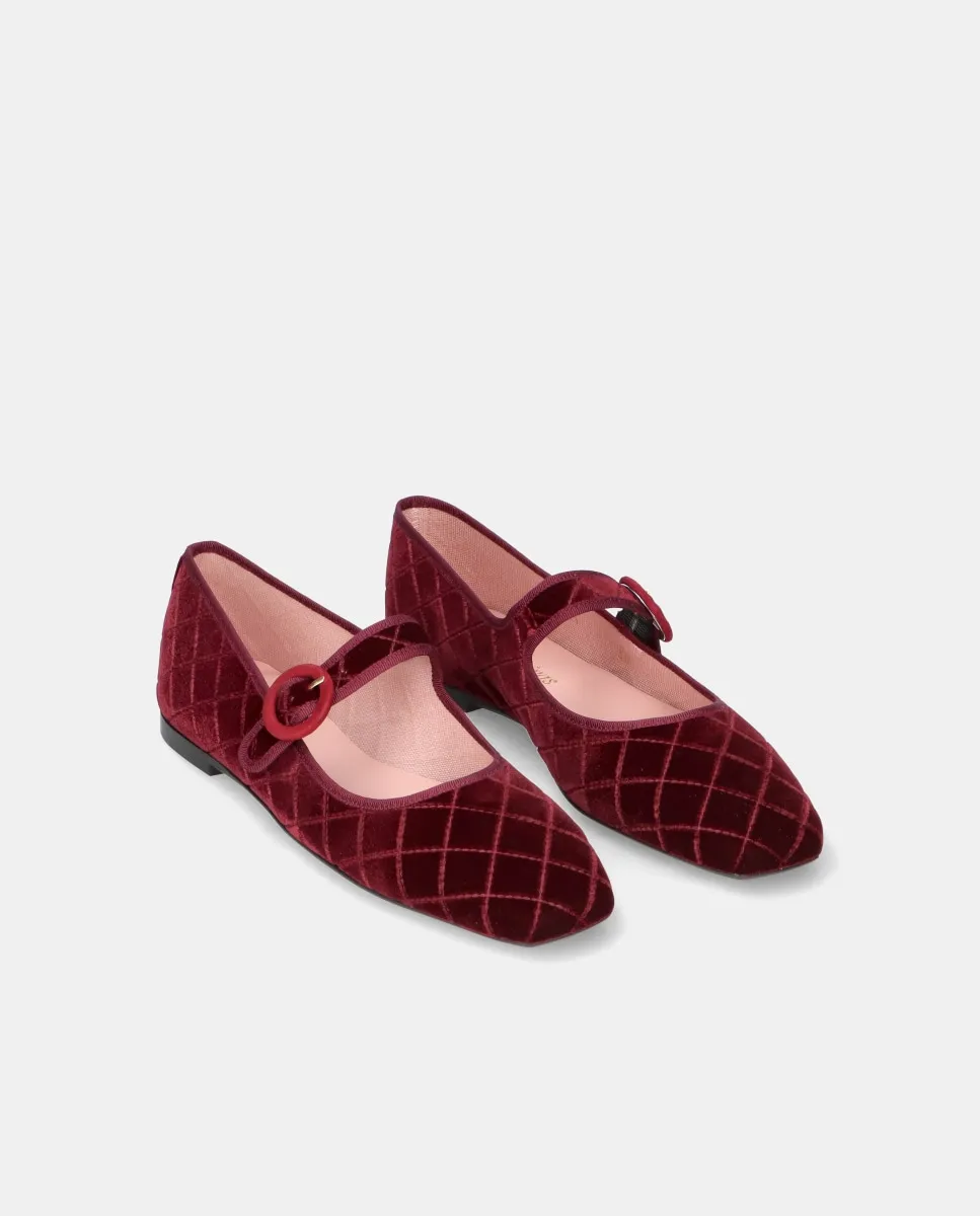 Женские балетки Camille из стеганого велюра Pretty Ballerinas, гранатовый — фото 3