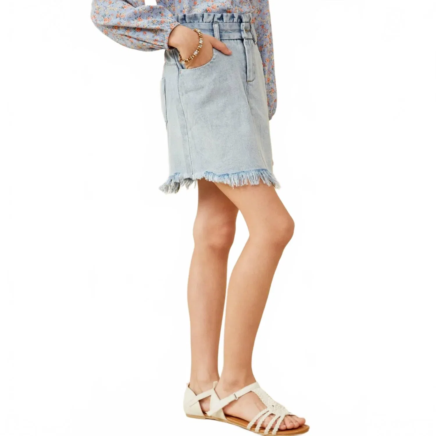Детская юбка из денима с принтом Country Girl Jean Skirt Hayden LA, Light Wash — фото 2