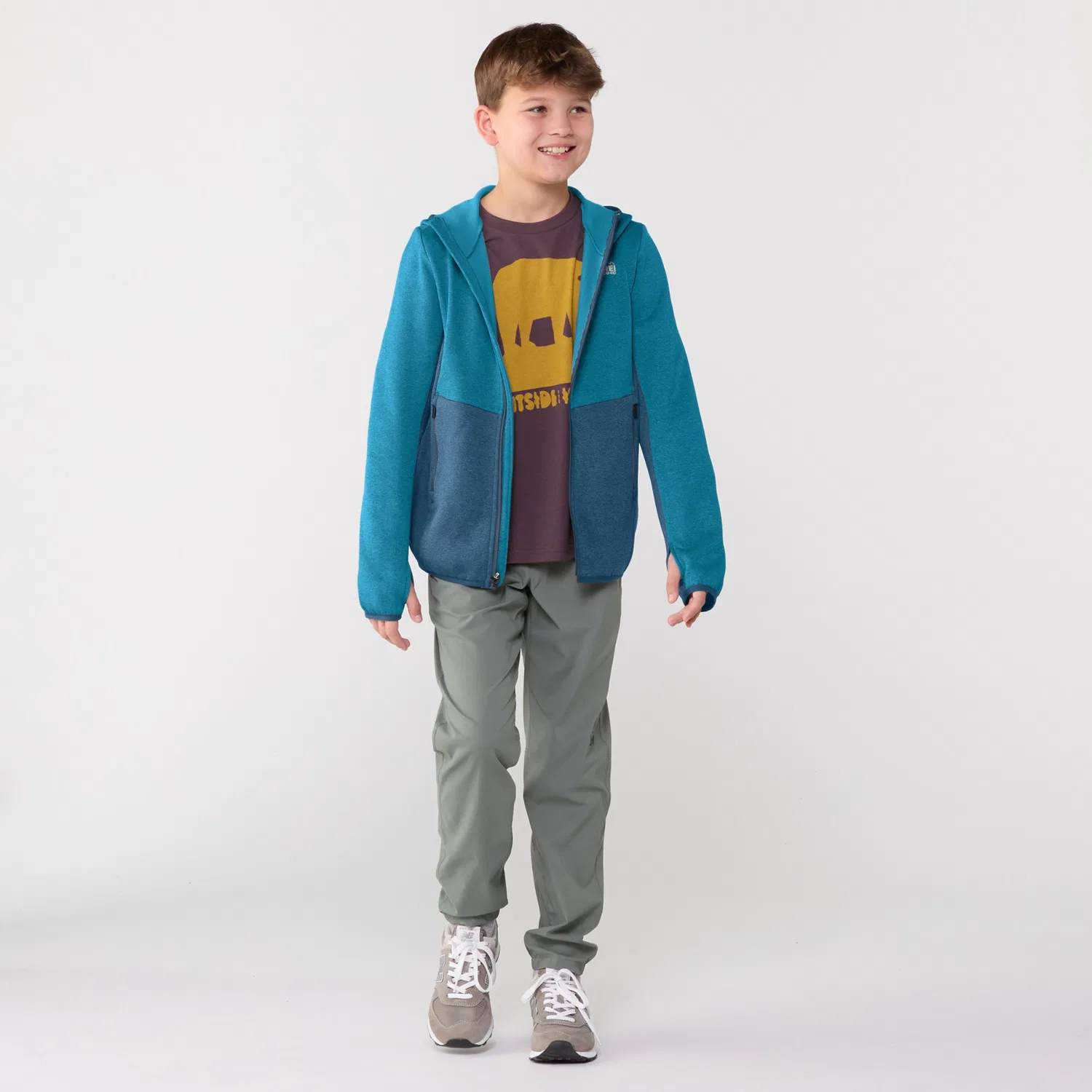 Детская куртка-флис с капюшоном Active Pursuits Fleece Rei Co-Op, синий Canyon/Mineral Water — фото 4