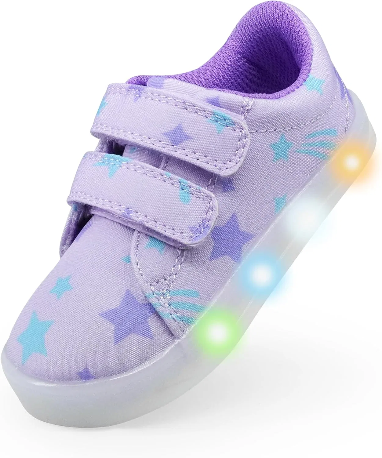 Детские кроссовки для девочек со светящейся подошвой Vivaki YESKIS, Purple Star Light Up Shoes