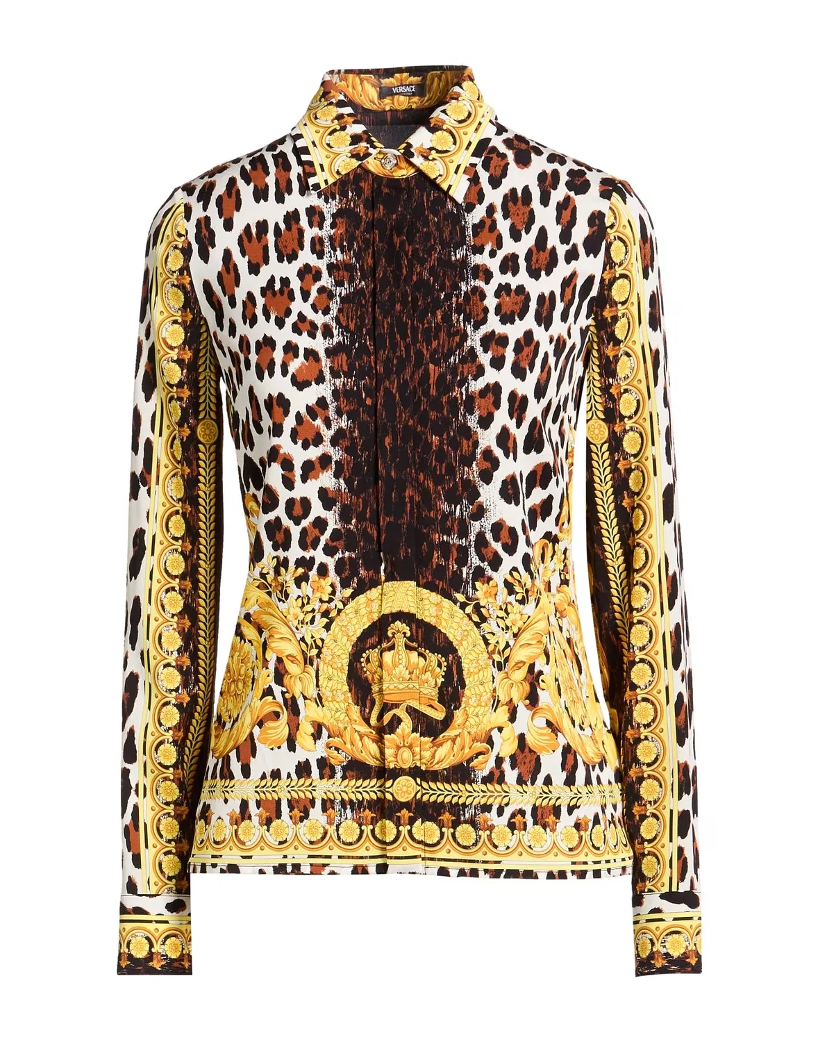 Женская рубашка с леопардовым принтом Versace, коричневый