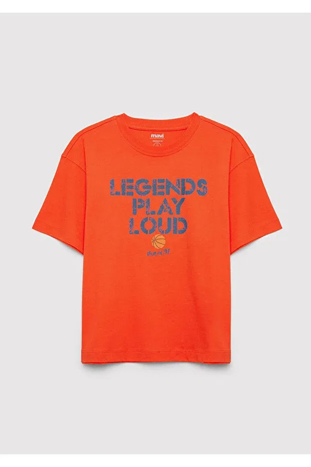 Детская футболка с принтом Basketball Printed Orange Oversize Mavi, Red — фото 3