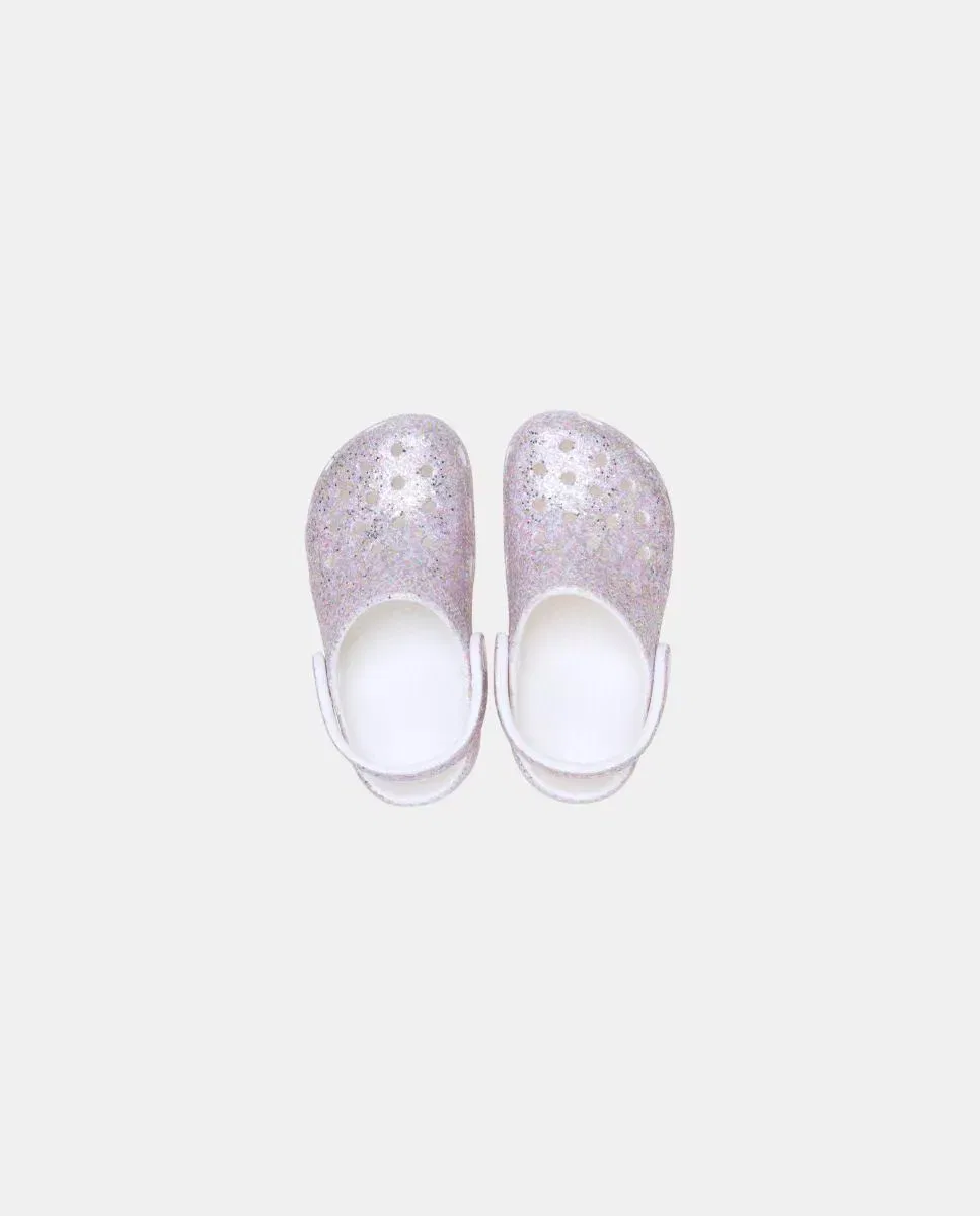 Детские сандалии для малышей с блестками Classic Fantasy Glitter Clog Crocs, Blanco — фото 3