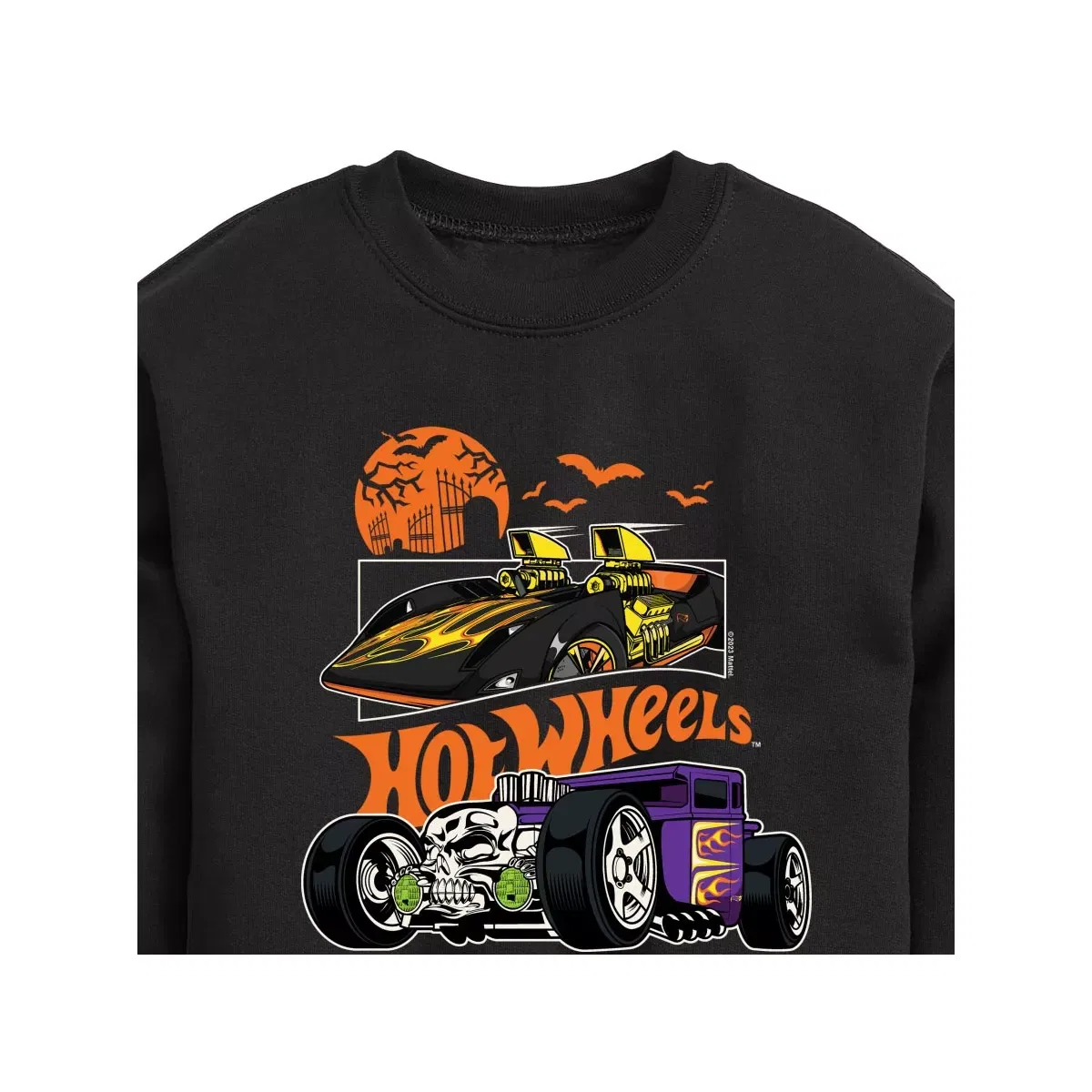 Детское худи-свитшот с принтом Hot Wheels Halloween Classic Spooky Cars Hot Wheels, Black — фото 2
