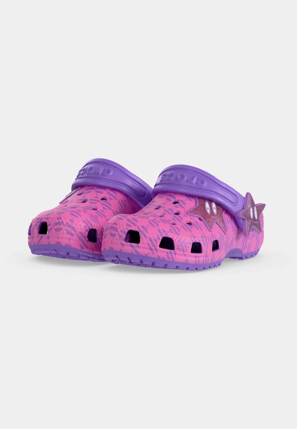 Классическая клетка и звезды - тапочки Crocs, Purple Bolt/Pink Punch — фото 3