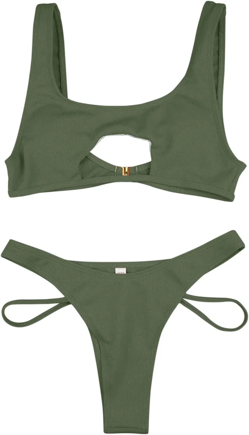 Женский бикини-сет с регулируемыми бретелями Generic, Army Green — фото 4