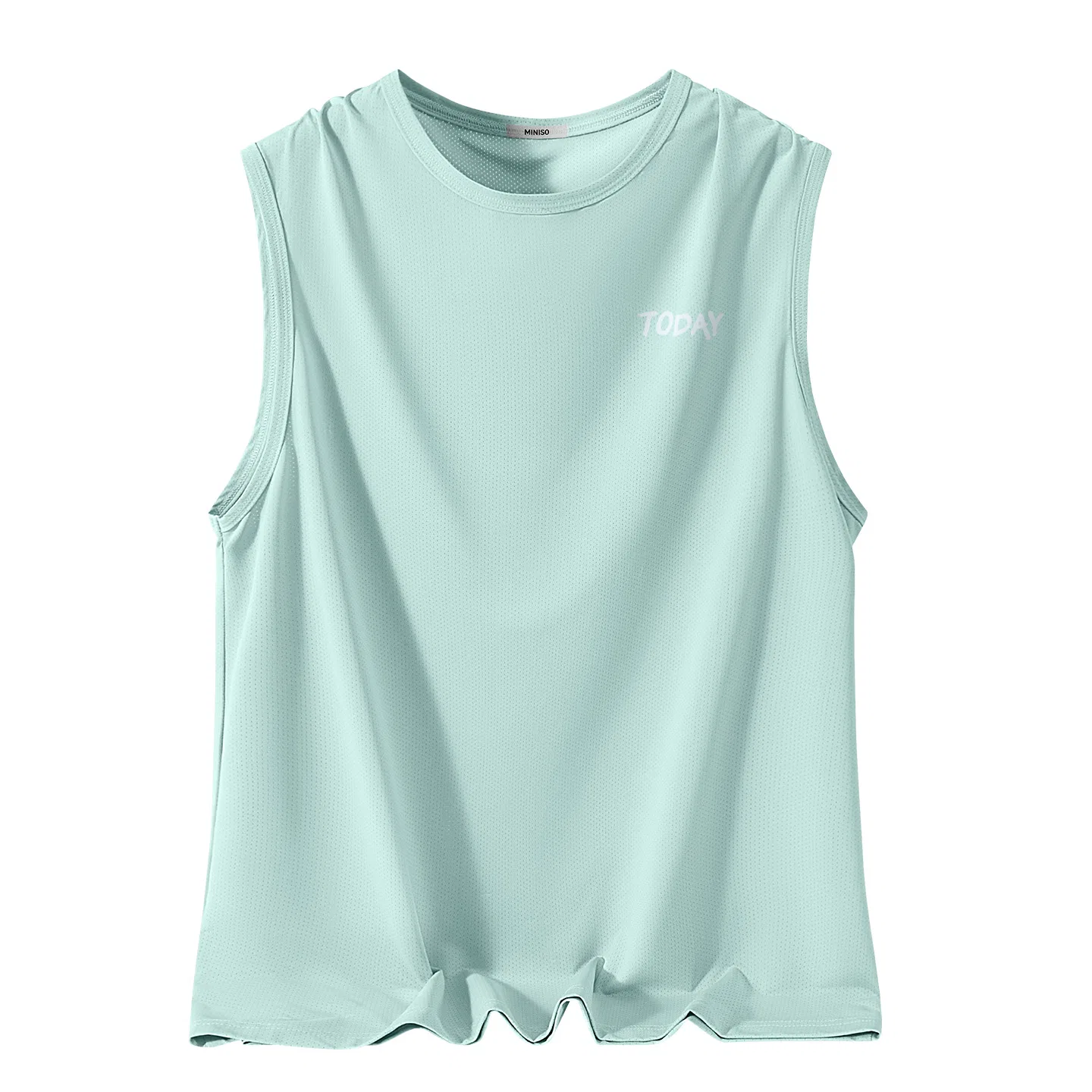Детский топ-майка с принтом Ice Silk Mesh Aqua Green Smooth Blue Graffiti Chest Logo MINISO, Aqua Green