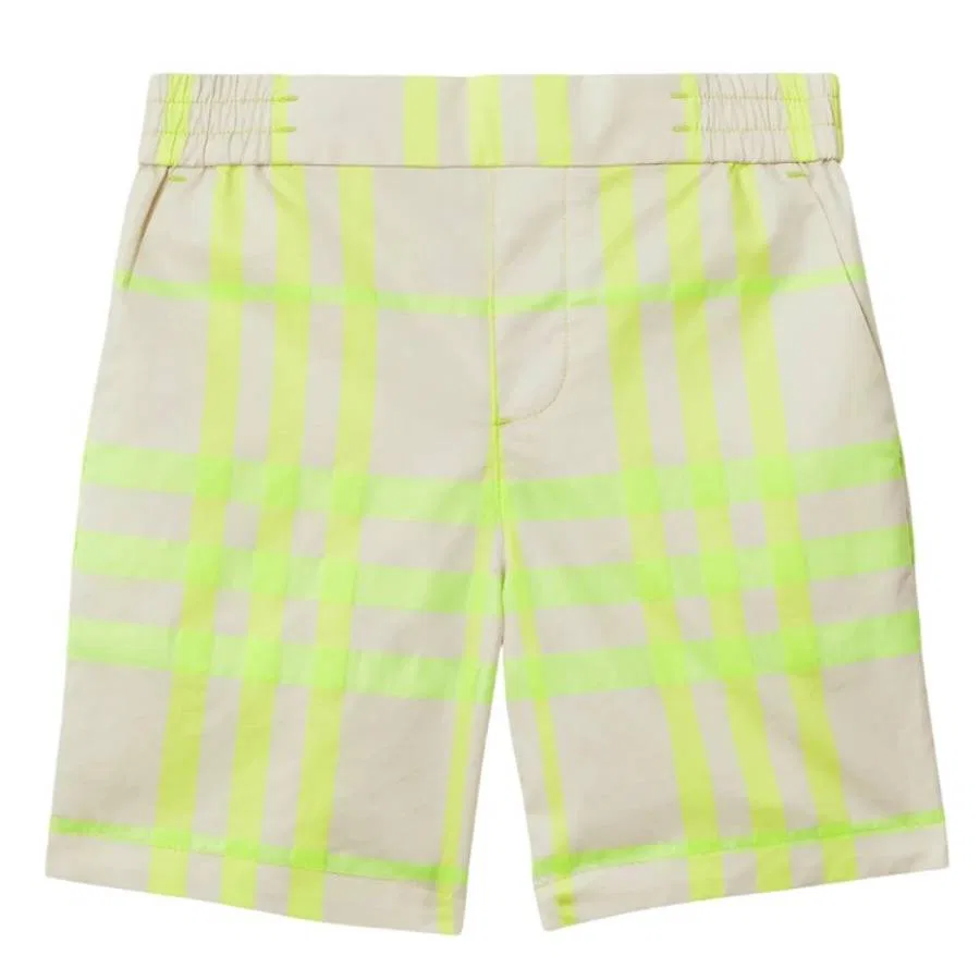 Шорты хлопковые с принтом Toddler Roman Check Burberry, Vivid Lime Ip Chk Cn